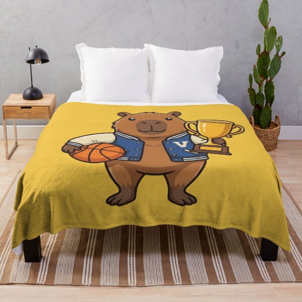 Item preview, School Capybara Champion Mascot with Basketball and Trophy designed and sold by Ivy-Triggs.