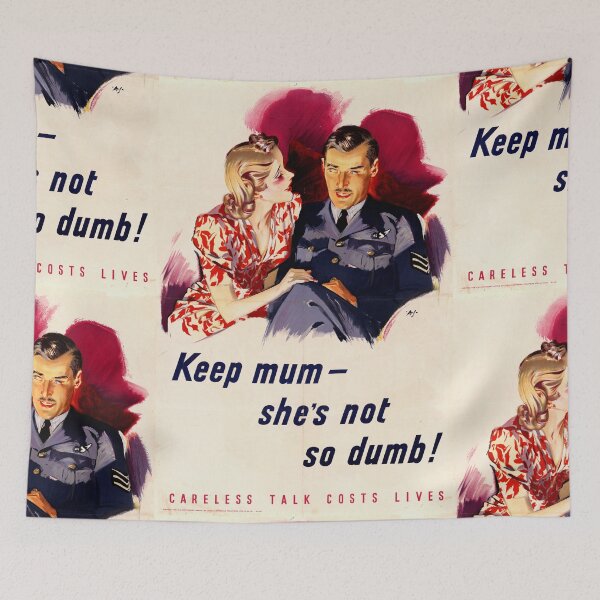 Item preview, Vintage WWII Propaganda Poster | Keep Mum She's Not So Dumb | British Wartime Art | Romantic & Intriguing Design designed and sold by artofuniverse.