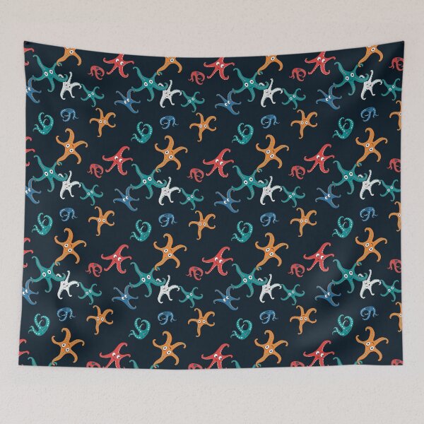 Item preview, dancing starfish - black background designed and sold by Galoux-Pattern.