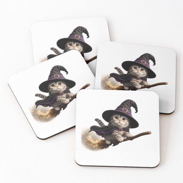 Item preview, Master of Meowgic – Cute Witch Cat Flying on a Broomstick designed and sold by GGAUL.