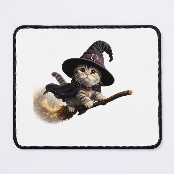 Item preview, Master of Meowgic – Cute Witch Cat Flying on a Broomstick designed and sold by GGAUL.