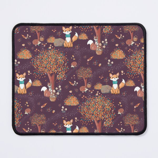 Item preview, Foxes and Forest Animals in Autumn - Aubergine designed and sold by Galoux-Pattern.