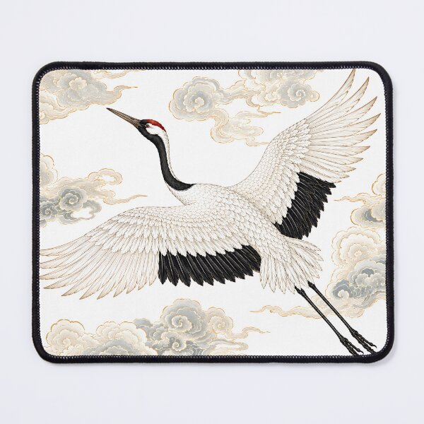 Item preview, Traditional Korean Crane and Clouds Illustration | White Background Folk Art designed and sold by K-Tradition.