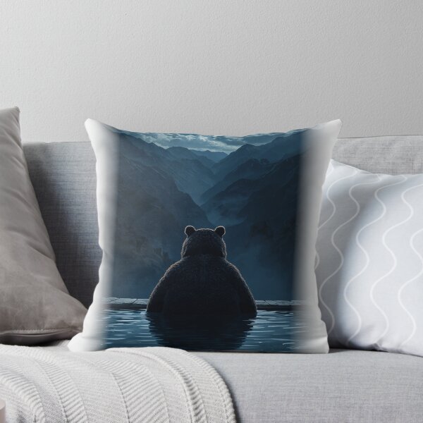 Item preview, Bear Onsen Alone — Japanese Stoic Dark Art designed and sold by Tokyo Neo Noir Collective .
