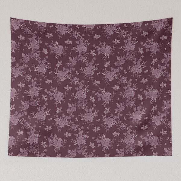 Item preview, Winter Watercolor monochrom burgundy Floral Woodland Botanical Fabric designed and sold by Designs by christel_treiber.