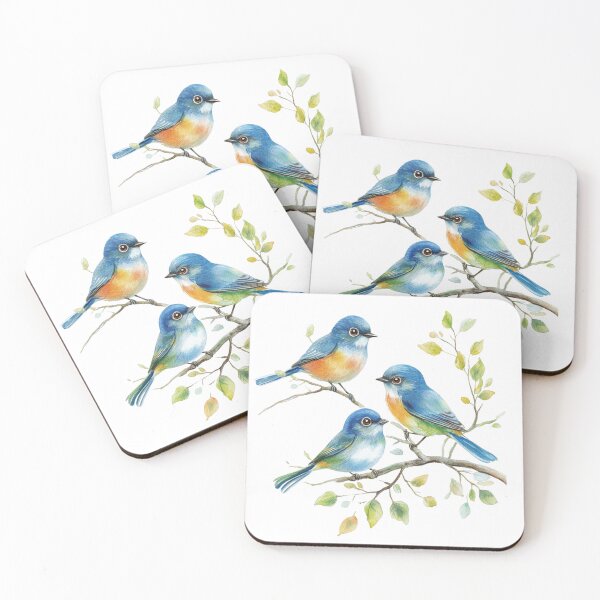 Item preview, Watercolor Bluebirds on Blossoming Branches designed and sold by NightSpell.
