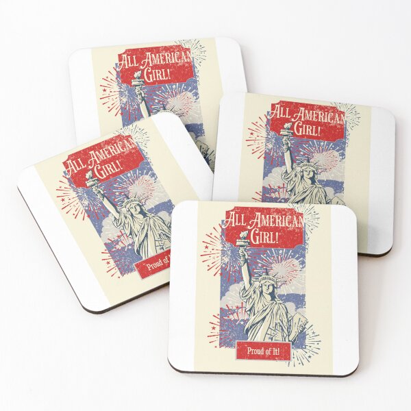 Item preview, All American Girl Statue of Liberty Vintage Poster 4th of July designed and sold by CurlyDogDesigns.