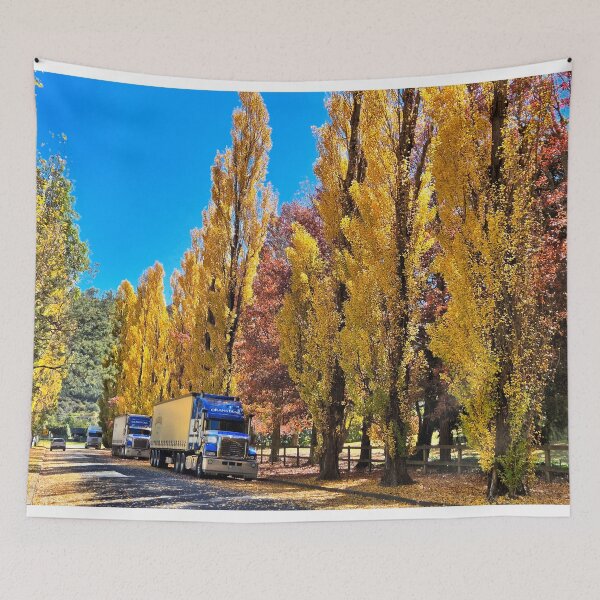Item preview, Gorgeous golden poplars, autumn leaves and trucks designed and sold by FranWest.