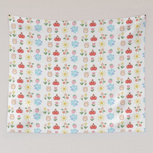 Item preview, Cute Kawaii Sticker Sheet | Pastel Flowers, Cherries, Strawberry, Sun & Teddy Bear designed and sold by Fill Dreams Studio.
