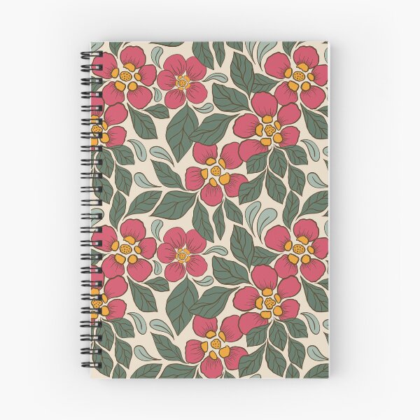 Item preview, Large Crimson Folk Floral Botanical Pattern Ivory Background designed and sold by DColourMuse.