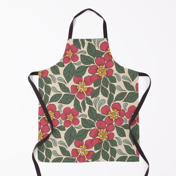 Item preview, Large Crimson Folk Floral Botanical Pattern Ivory Background designed and sold by DColourMuse.