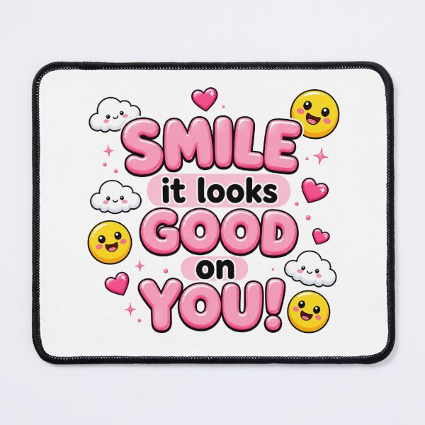 Item preview, Smile It Looks Good On You | Kawaii Pink Positivity Quote Art designed and sold by Dulxoz.