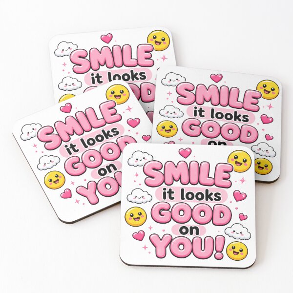 Item preview, Smile It Looks Good On You | Kawaii Pink Positivity Quote Art designed and sold by Dulxoz.