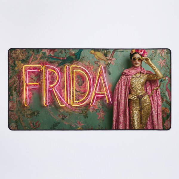 Item preview, Frida Neon Glamour Desk Mat designed and sold by Shecreatescomics.