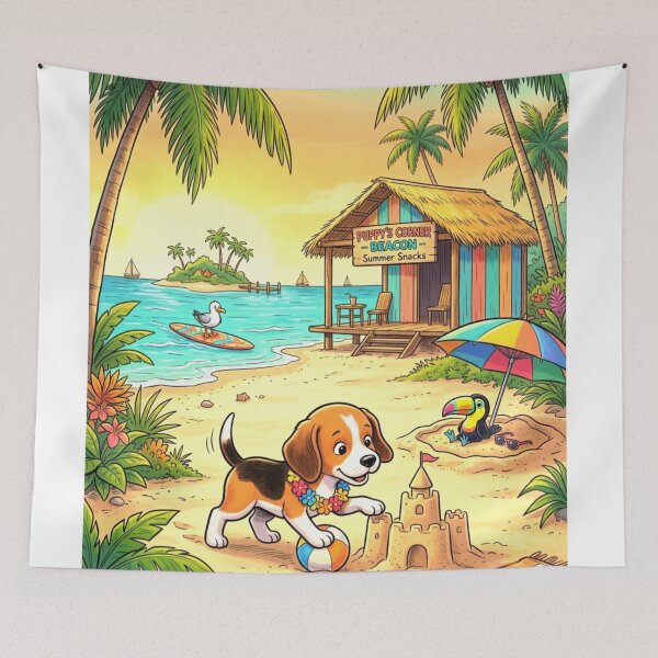 Item preview, Cute Beach Puppy Summer Adventure Tropical Paradise designed and sold by ExploreAura Studio.