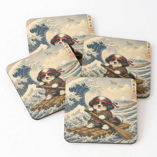 Item preview, Samurai Shih Tzu on the Great Wave designed and sold by ShihTzuRareArt.