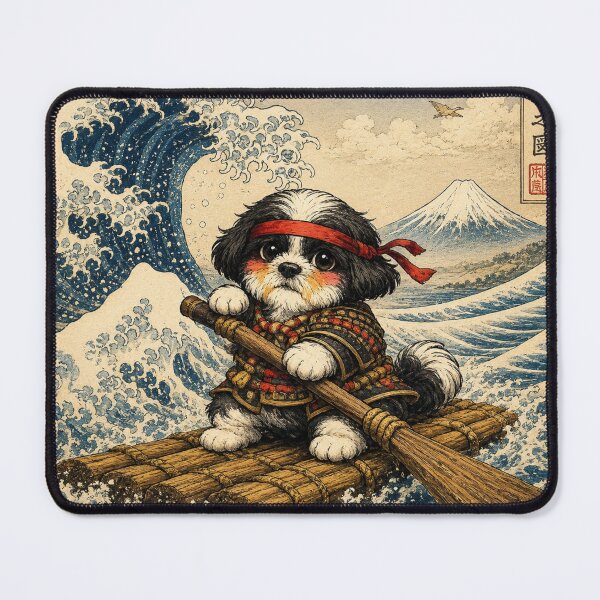 Item preview, Samurai Shih Tzu on the Great Wave designed and sold by ShihTzuRareArt.