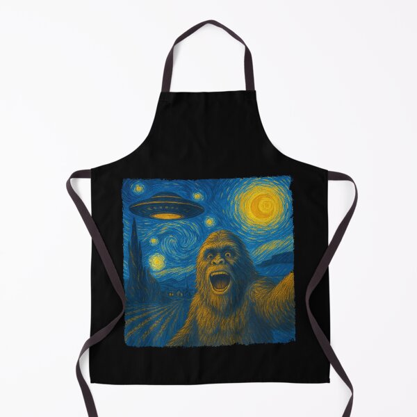 Item preview, Bigfoot Selfie with UFO Starry Night Van Gogh Men Women Kid  designed and sold by Littermin.