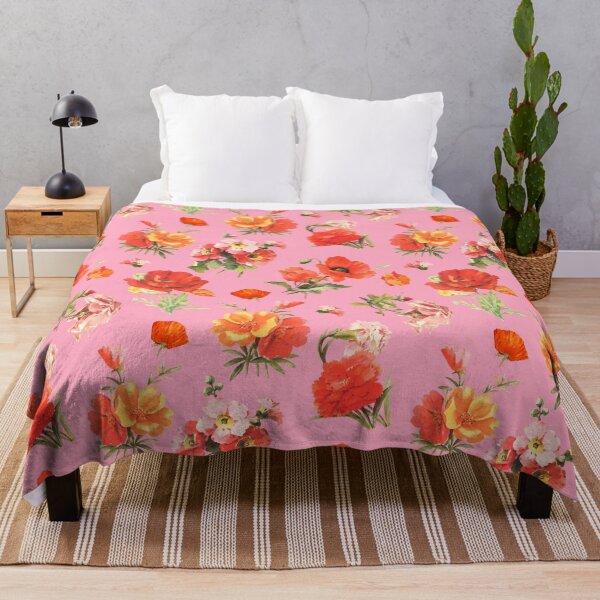 Item preview, Painted Red Poppy Flowers Vibrant Floral Pattern - Bubblegum Pink designed and sold by CanisArt.