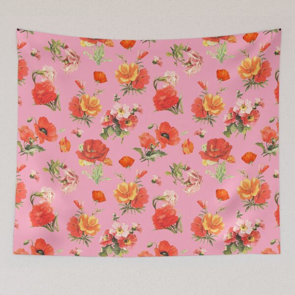Item preview, Painted Red Poppy Flowers Vibrant Floral Pattern - Bubblegum Pink designed and sold by CanisArt.