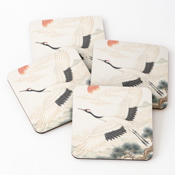 Item preview, Traditional Korean Flying Crane Illustration | Folk Art Bird Design designed and sold by K-Tradition.