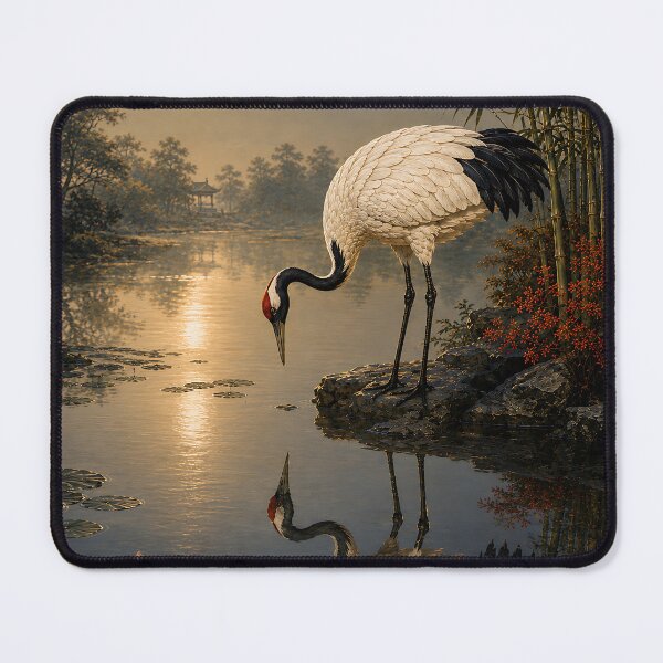 Item preview, Moonlit Crane by the Lake – Korean Minhwa Night Landscape designed and sold by K-Tradition.