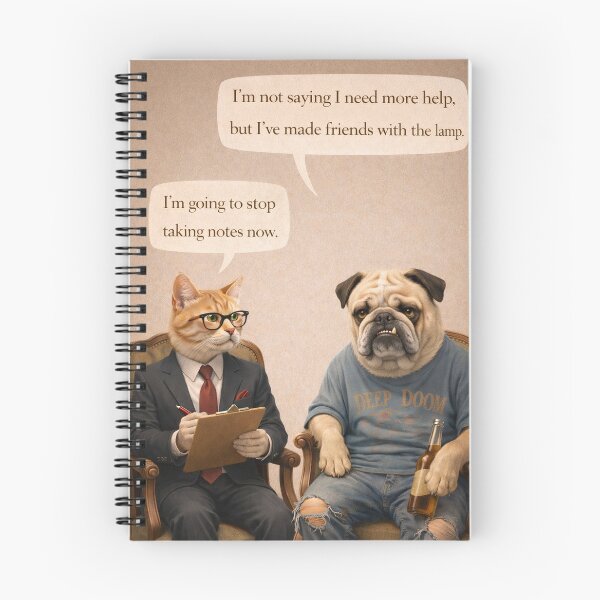 Item preview, Funny Cat Psych – Dog Made Friends with the Lamp Humor Design designed and sold by FunscapeHQ.