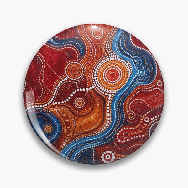 Item preview, Aboriginal Inspired Dot Art - Blue Water Paths And Crimson Lava designed and sold by GrinGalore.
