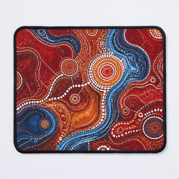 Item preview, Aboriginal Inspired Dot Art - Blue Water Paths And Crimson Lava designed and sold by GrinGalore.