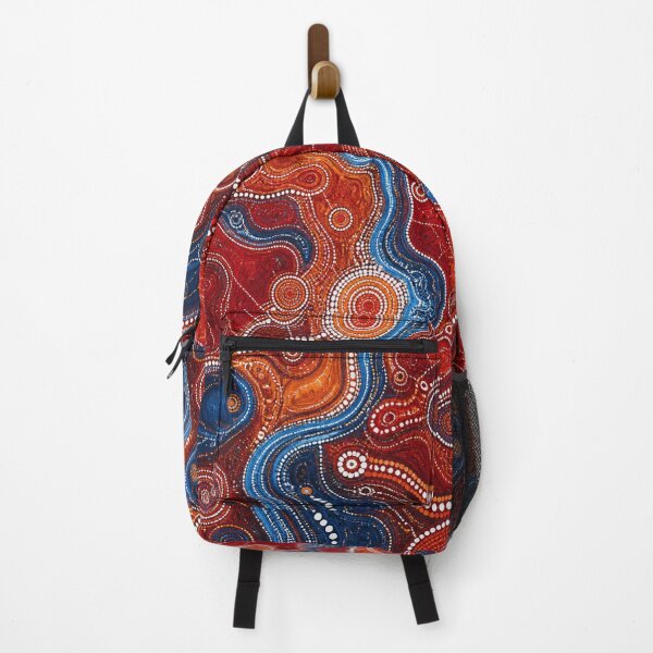 Item preview, Aboriginal Inspired Dot Art - Blue Water Paths And Crimson Lava designed and sold by GrinGalore.