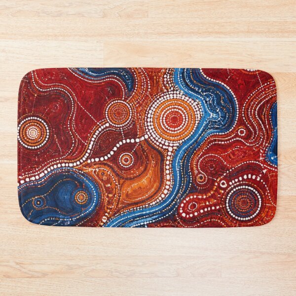 Item preview, Aboriginal Inspired Dot Art - Blue Water Paths And Crimson Lava designed and sold by GrinGalore.