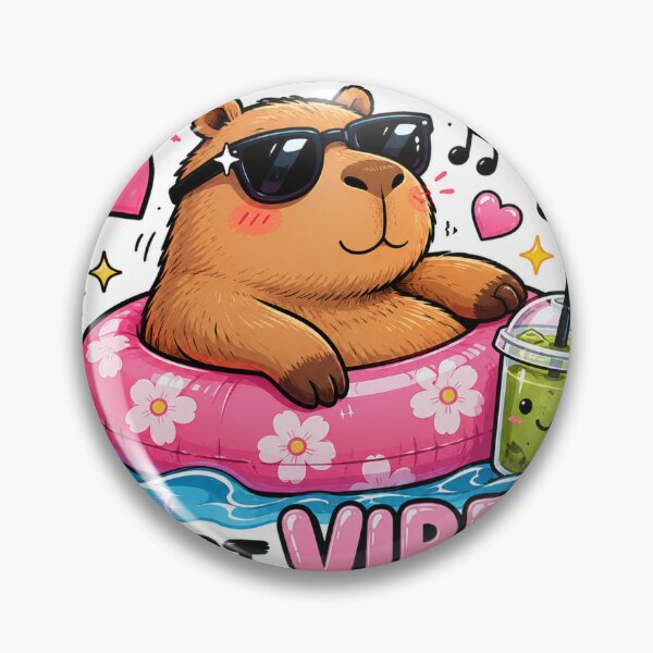 Item preview, No Thoughts Just Vibes Cute Capybara Sticker designed and sold by Dropza.