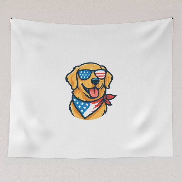 Item preview, Patriotic Golden Retriever 4th of July USA Flag Dog | American Independence Day Design designed and sold by trendplusco.