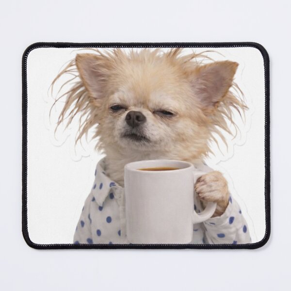 Item preview, Tired Dog in Pajamas with Coffee Mug – Sleepy Puppy Not Ready for Morning Sticker designed and sold by Mustangana.