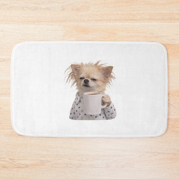 Item preview, Tired Dog in Pajamas with Coffee Mug – Sleepy Puppy Not Ready for Morning Sticker designed and sold by Mustangana.