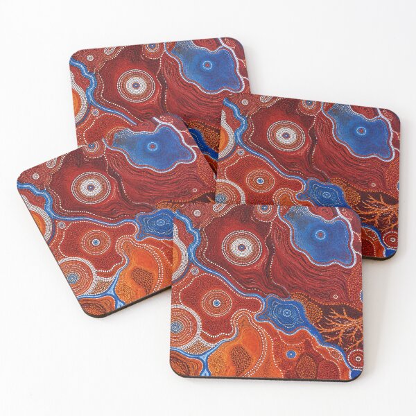 Item preview, Aboriginal Inspired Dot Art - Crimson Lava Blue Water Hubs designed and sold by GrinGalore.