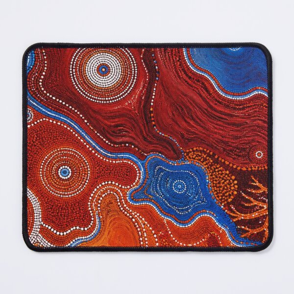 Item preview, Aboriginal Inspired Dot Art - Crimson Lava Blue Water Hubs designed and sold by GrinGalore.