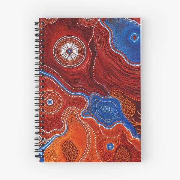 Item preview, Aboriginal Inspired Dot Art - Crimson Lava Blue Water Hubs designed and sold by GrinGalore.
