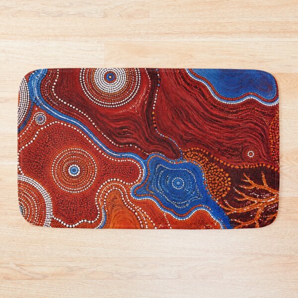 Item preview, Aboriginal Inspired Dot Art - Crimson Lava Blue Water Hubs designed and sold by GrinGalore.