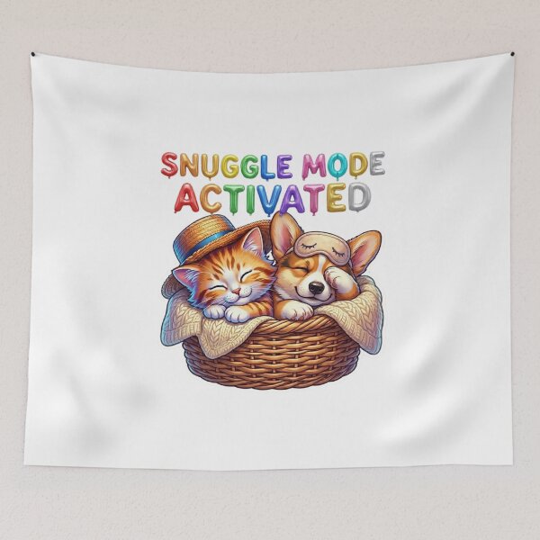 Item preview, Sleeping Cat and Corgi – Snuggle Mode Activated Cute Pet Design designed and sold by M.Store.