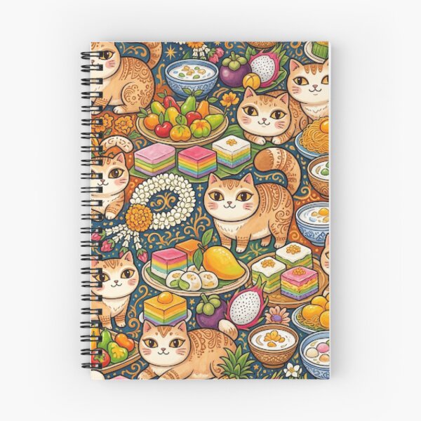 Item preview, Cute Cats and Tropical Fruit Feast Pattern designed and sold by Iampoji.