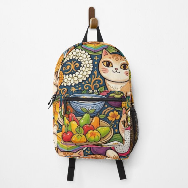 Item preview, Cute Cats and Tropical Fruit Feast Pattern designed and sold by Iampoji.