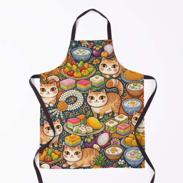 Item preview, Cute Cats and Tropical Fruit Feast Pattern designed and sold by Iampoji.