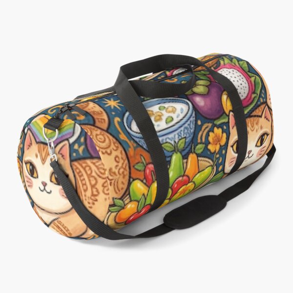 Item preview, Cute Cats and Tropical Fruit Feast Pattern designed and sold by Iampoji.