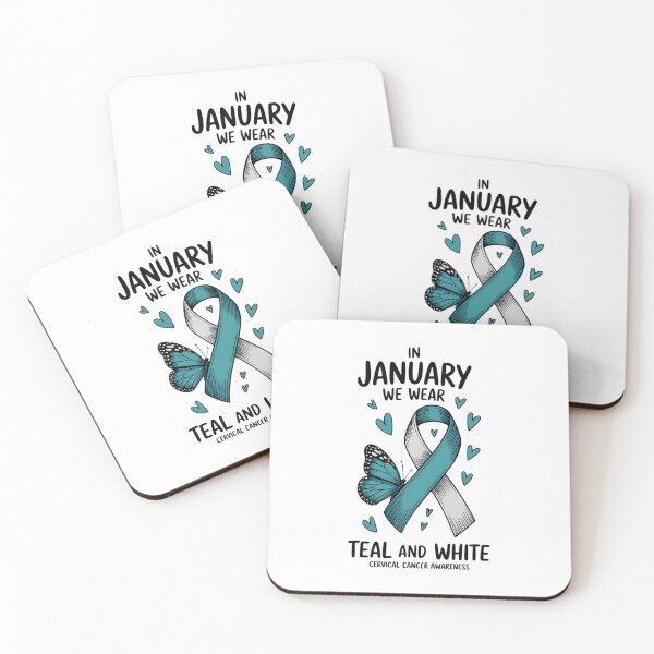 Item preview, In January We Wear Teal And White Cervical Cancer Awareness designed and sold by sailorjessiArt.