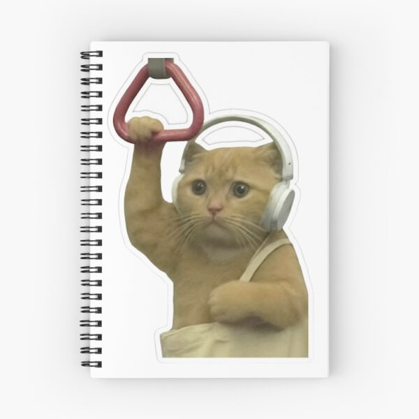 Item preview, Scared Cat Holding Subway Handle – Anxious Commuter Kitten Sticker designed and sold by Mustangana.