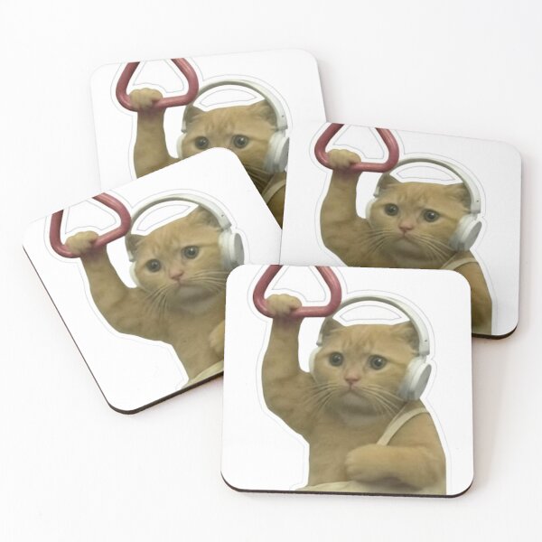 Item preview, Scared Cat Holding Subway Handle – Anxious Commuter Kitten Sticker designed and sold by Mustangana.