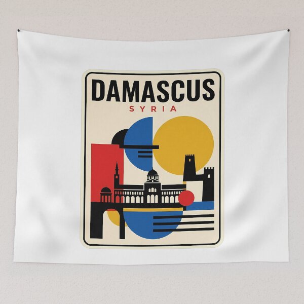 Item preview, Damascus Syria Retro Bauhaus Geometric Skyline designed and sold by k3rstman1.