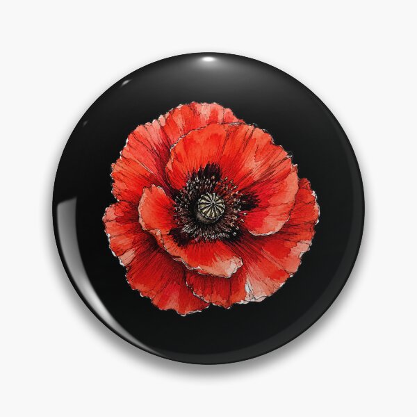 Item preview, Vintage Red Poppy Ink Sketch | Watercolor Botanical Flower Art designed and sold by ColorSplash123.