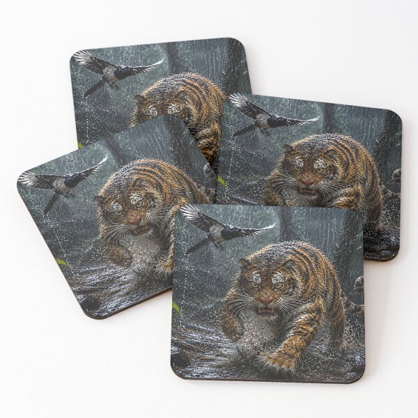 Item preview, Tiger and Magpie in the Rain: Mystical Night Journey designed and sold by K-Tradition.